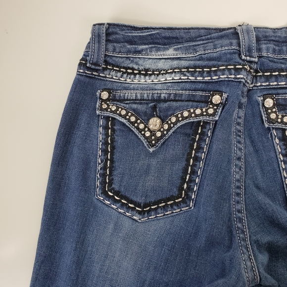 Miss Me easy boot cut JE5087E6R rhinestone embroidered bling jeans size 30 - Picture 5 of 16